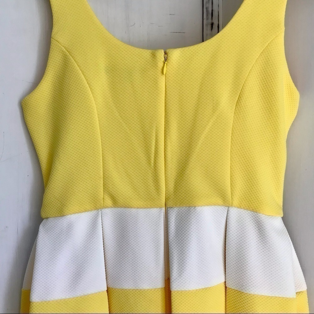 Tiani B Retro Rockabilly Yellow White Striped Pleated Dress Zipper Vintage 4 - Picture 8 of 14